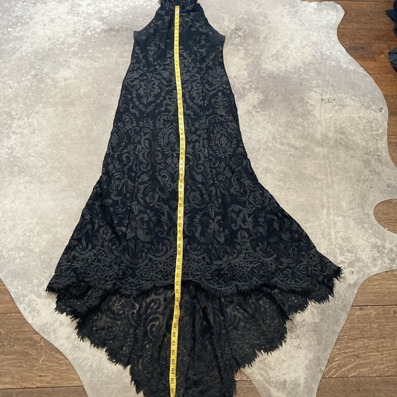 Save The‎ Queen Dress Womens Sz Medium Black Halter Trumpet Train Evening Open - Picture 6 of 16